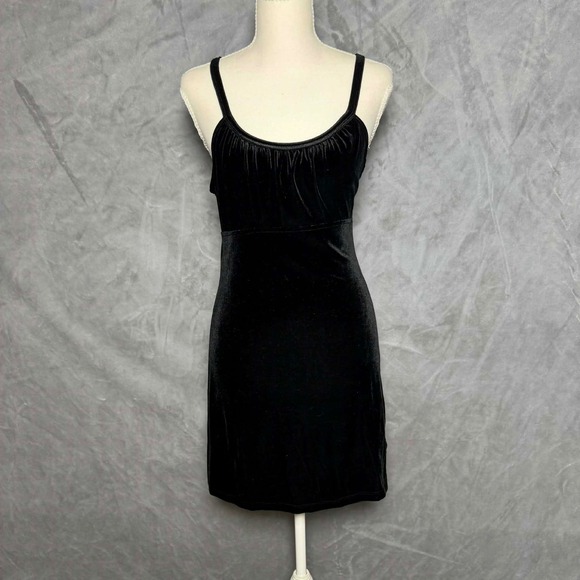 Minerva Dresses & Skirts - Minerva Size S Black Velvet Slip Mini Dress Sleek 90s Y2K Bodycon Goth